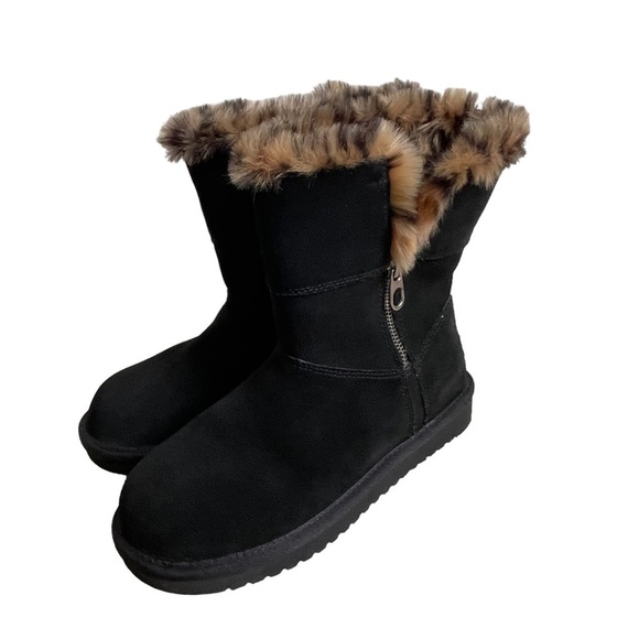 Koolaburra  by Ugg Women’s Aribel Black Leopard Suede Short Winter Boots Size 6 - Picture 4 of 11